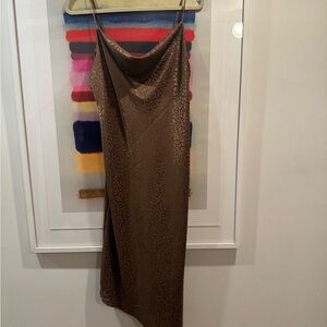 Brown cheetah silk dress size medium